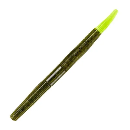 Yum 5" Dinger 8pk - Green Pumpkin Chartreuse Tail